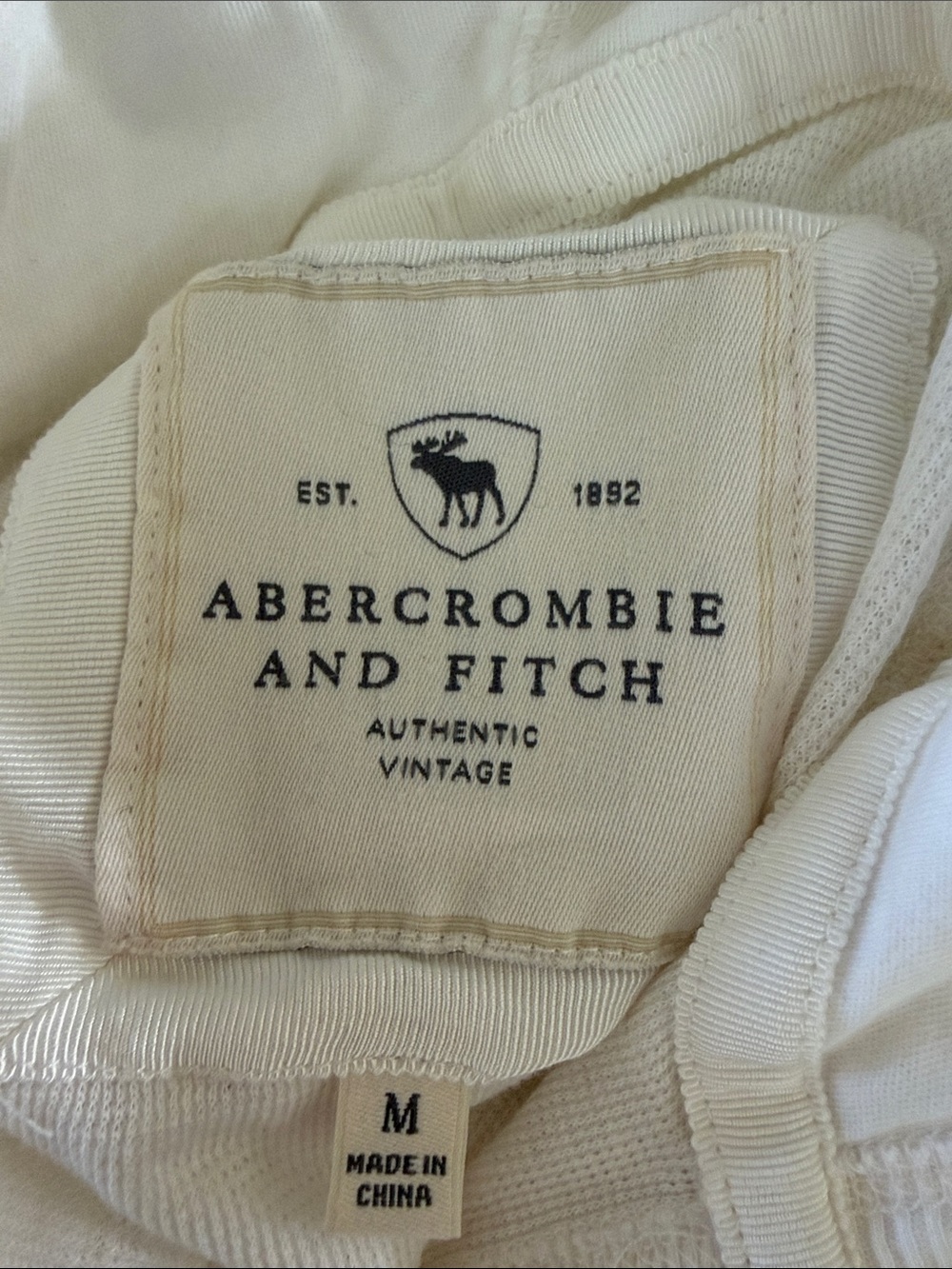Abercrombie & Fitch White Henley Hoodie with Kangaroo Pocket - Picture 9 of 9